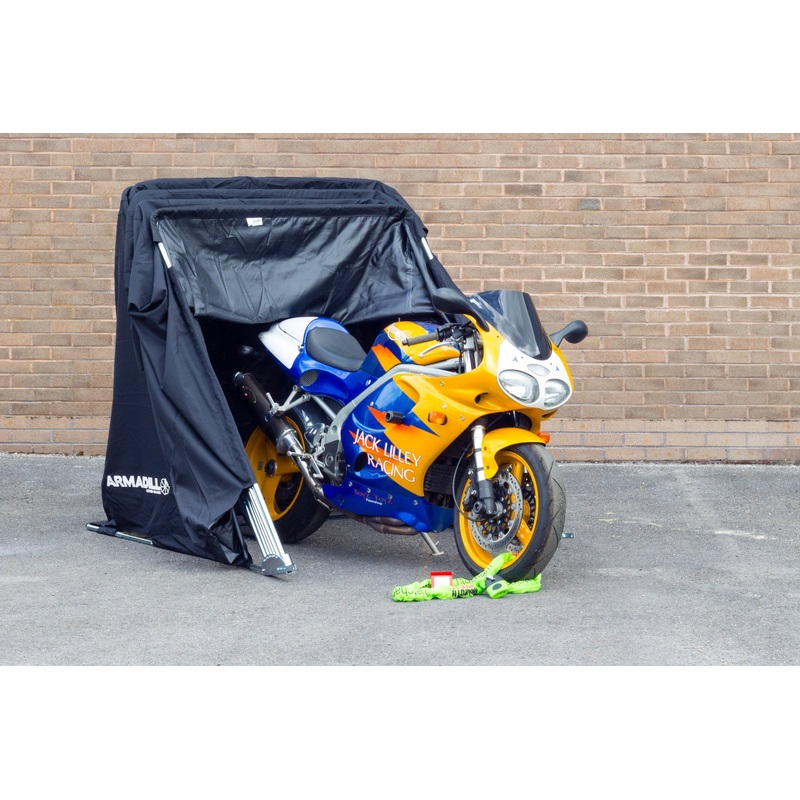 Armadillo Motorcycle Garage Shelter motorbike fold up  collapsable  – Large (345cm X 137cm X 190cm)