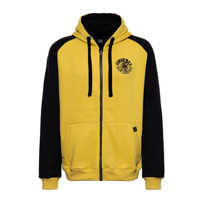 King Kerosin Super Bee Monster Raglan Zip Hoodie Black / Yellow