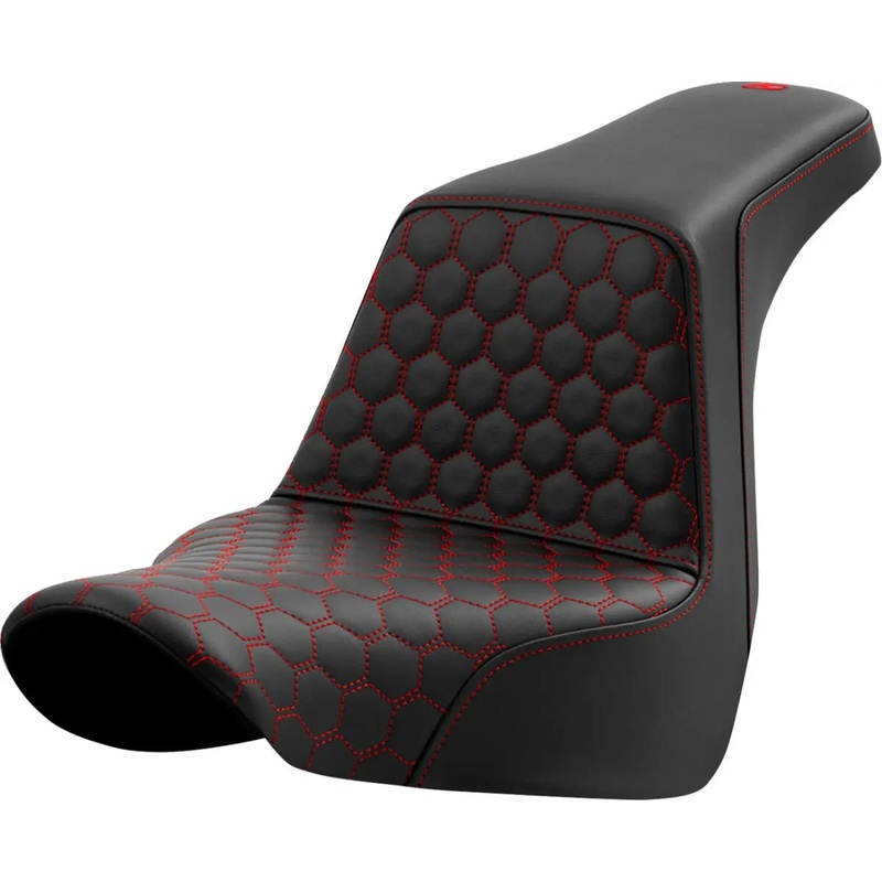 Saddlemen Honeycomb Step-Up Red Stitching Seat Black / Red