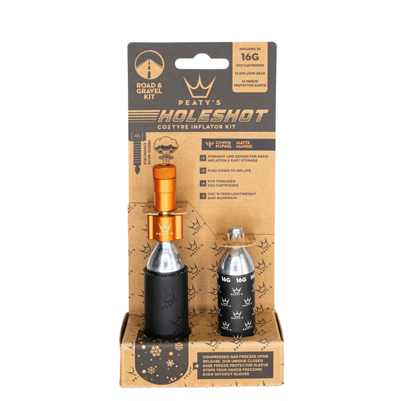 Peatys Holeshot Gravel/Road Tire Inflator Kit w/ CO2 Cartridges – Mango
