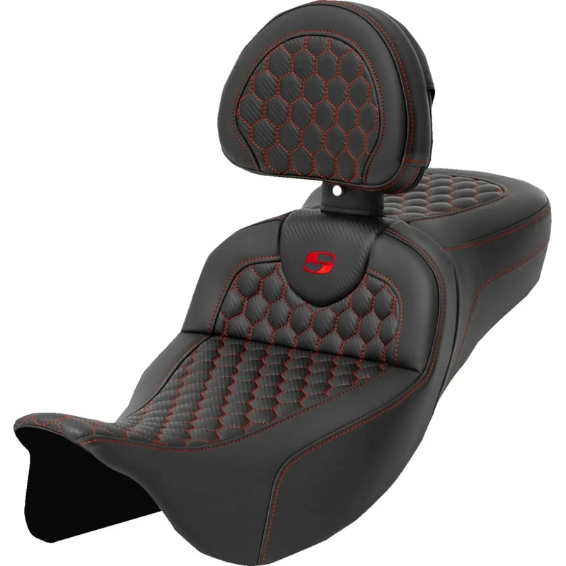 Saddlemen Honeycomb Roadsofa Red Stitching Seat With Backrest Black / Red