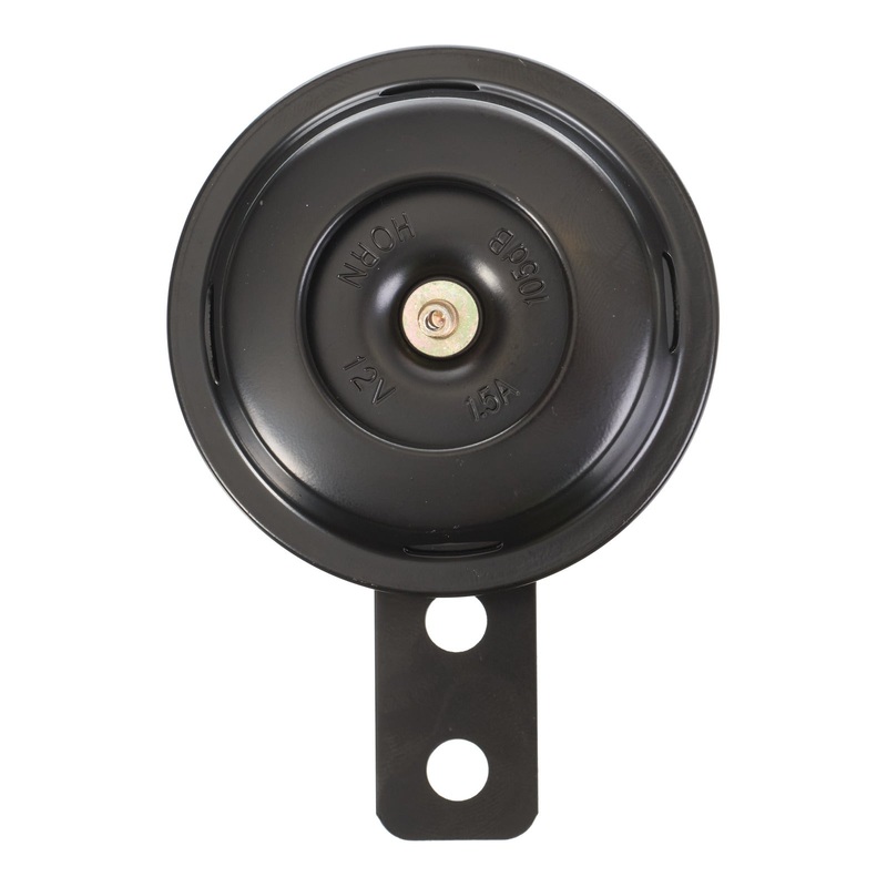 Whites 12v Horn – Round Blk – 70mm Diametre – 110db