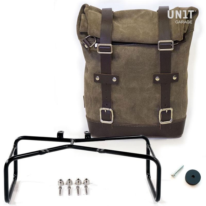 Unit Garage R9T Series Single Waxed Suede Pannier & Double Asymmetric Luggage Rack