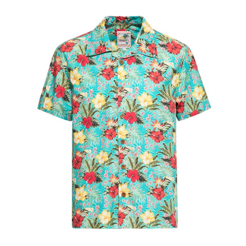 King Kerosin Aop Tropical Hawaiian Style Shirt Mint