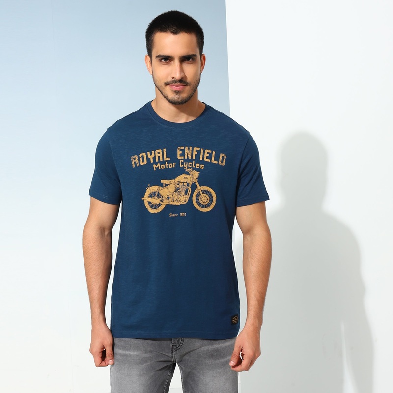 Royal Enfield – Classic Lino Stamp Navy T-Shirt – RLATSA230498
