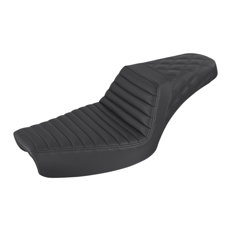 SADDLEMEN – Step-Up Seat  Rear Lattice Stitch/Front Tuck-n-Roll Step-Up Seat – Black
