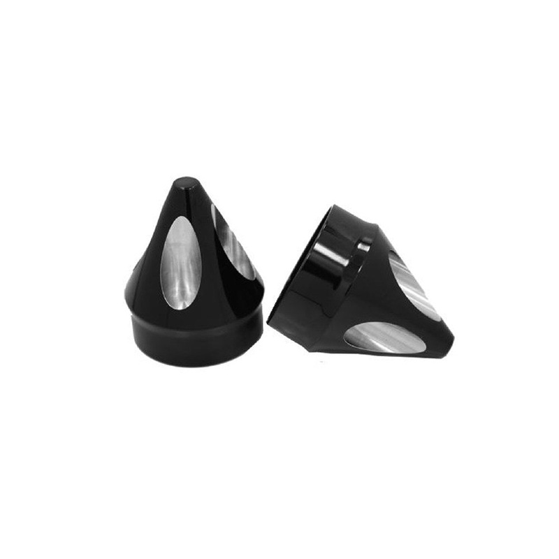 Spike Front Axle Caps – Black. Fits Softail, Dyna, Touring, Sportster, Street & V-Rod with 25mm Axle.