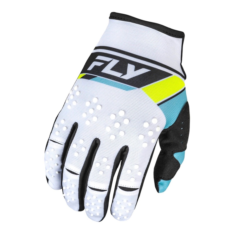 FLY Racing Kinetic Prix Gloves – White / Black / Hi-Vis