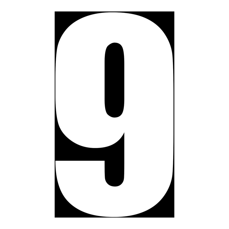 Whites Race Number – White #9 (10 Pack)
