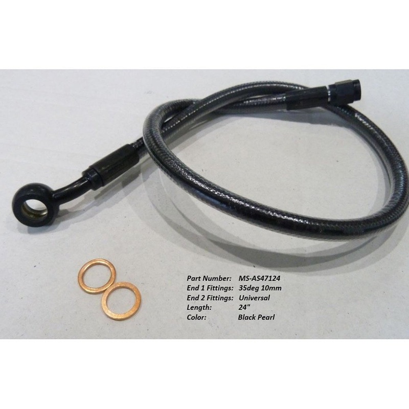 24in. Upper Front Brake Line with 10mm x 35 Degree Banjo – Black Pearl.