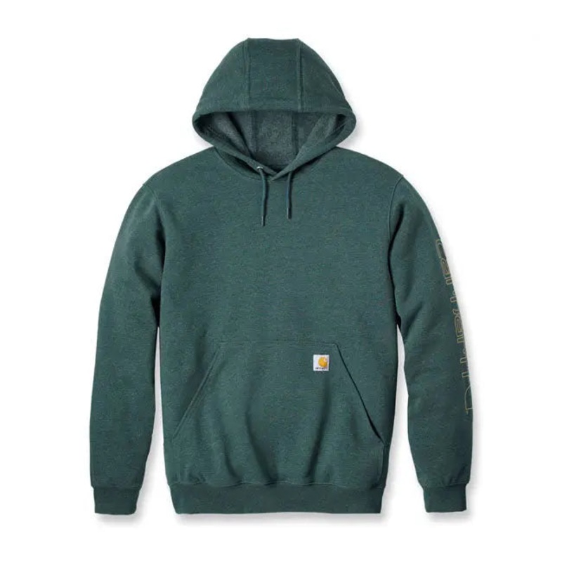 Carhartt Sleeves Logo Hooded Sweatshirt Frosted Balsam Heather