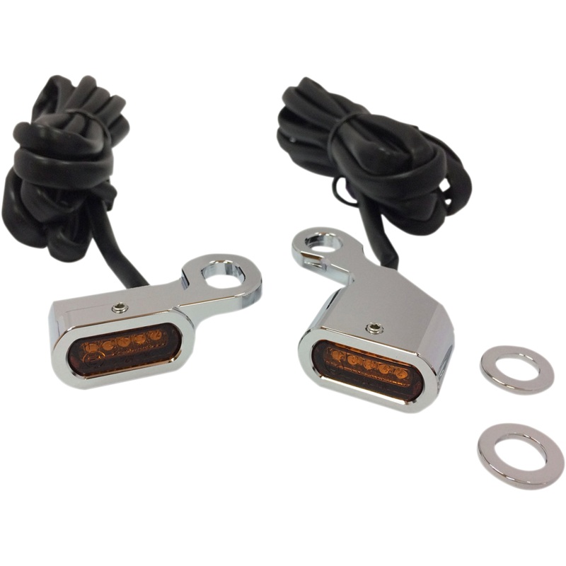 Single Function Handlebar Lights – Chrome/Amber – 96-14 Softail, 96-17 Dyna, 96-03 Sportster