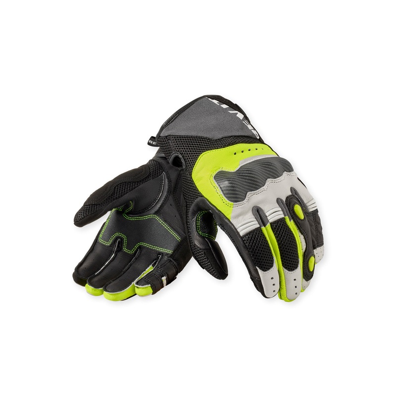Revit Blaze Leather Gloves Light Grey / Neon Yellow