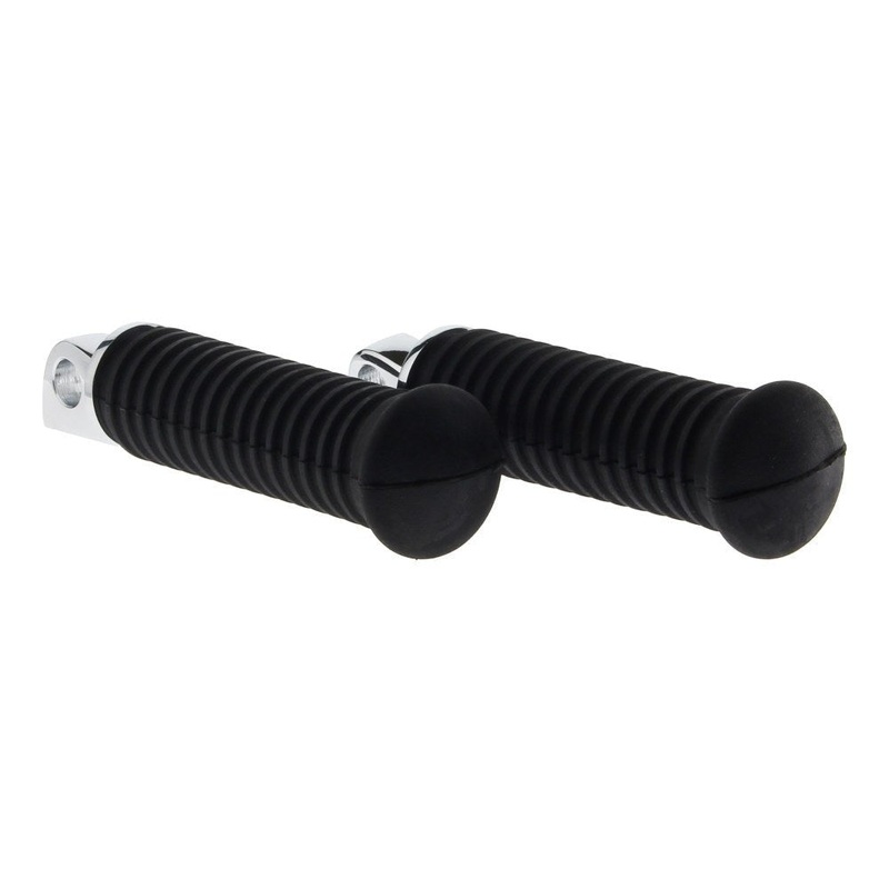 Footpegs with Black Rubber and Male Mount : BLACK