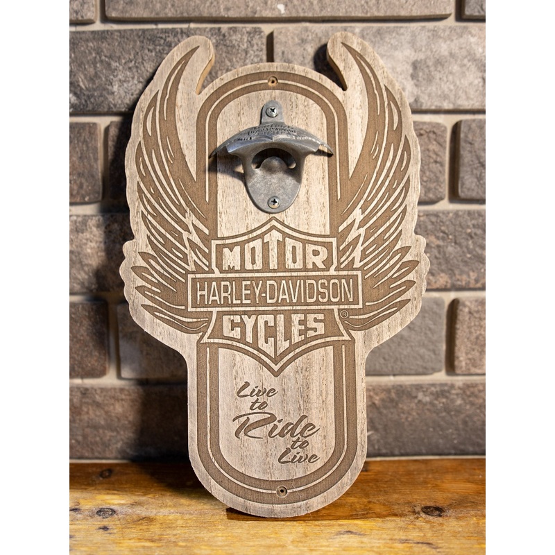 Harley-Davidson Winged Bar & Shield Magnetic Wooden Bottle Opener HDL-18570