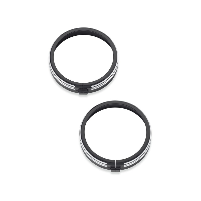 Harley Davidson 61400355 4 in. Defiance Auxiliary Lamp Trim Rings KIT,TRIM,PASS LT,BLK MACH’D