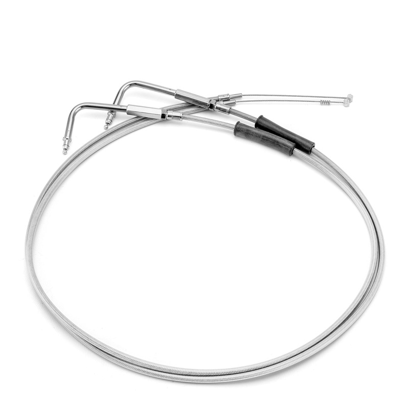 1996-UP Harley-Davidson FXST FLST XL Chrome 42″ Extended Length Throttle and Idle Cable Kit