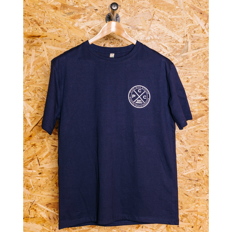 Pier City Cycles Original T Shirt – Navy/White