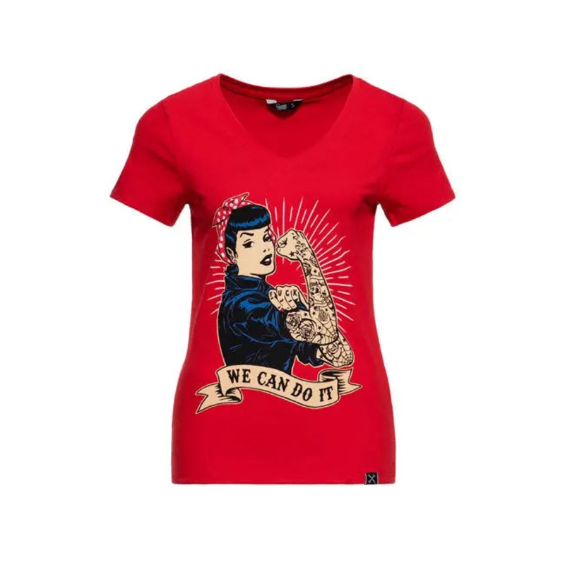 King Kerosin Queen Kerosin We Can Do It Ladies T-Shirt Red
