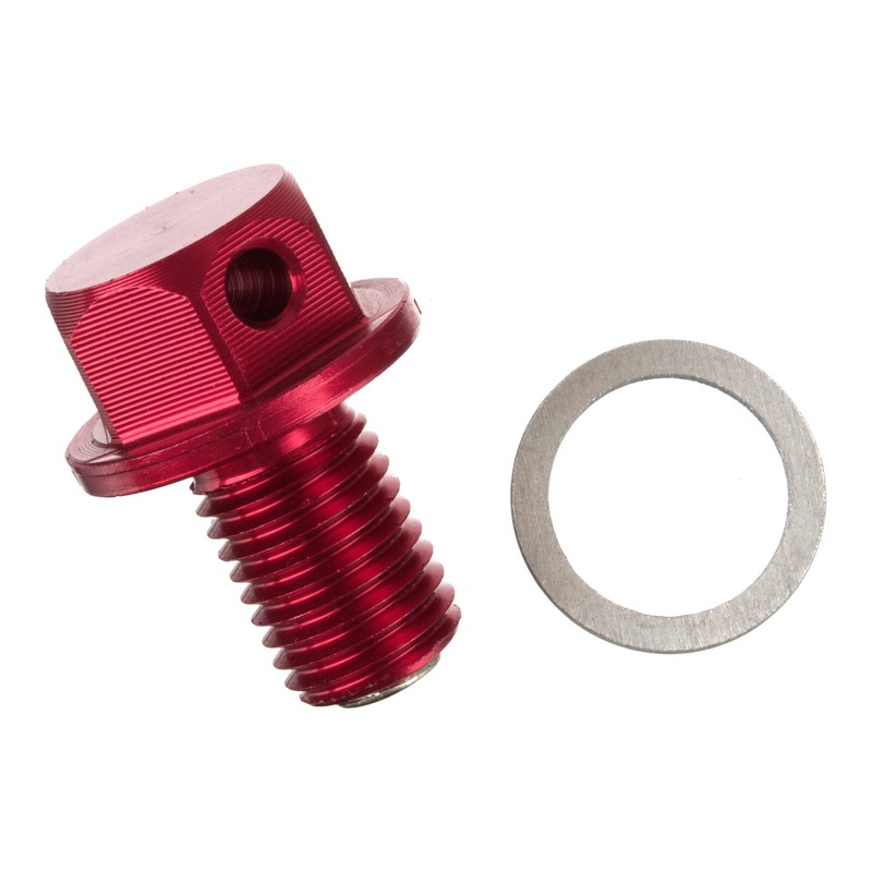 Whites Magnetic Sump Plug M10 x 15 x 1.25 – Red