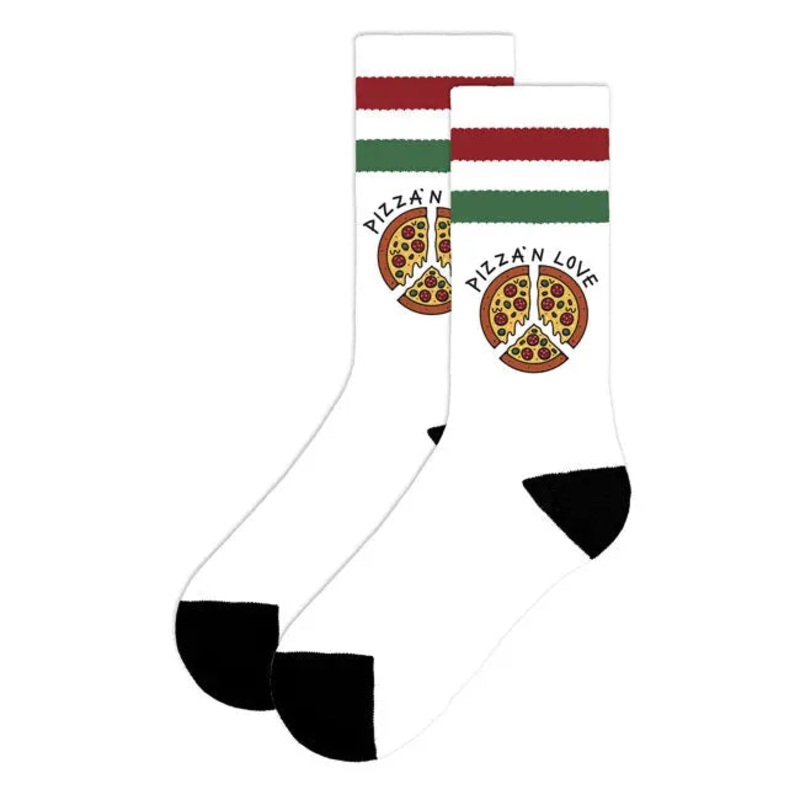 American Socks Mid High Pizza N Love Socks White