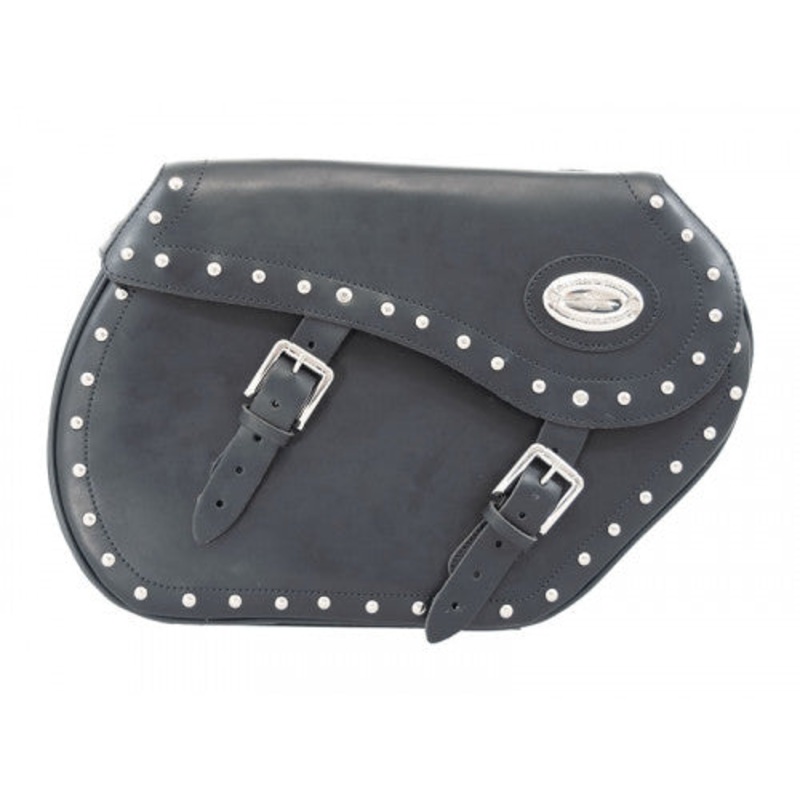 Longride Studded Leather Saddlebags Black – 44 Liters