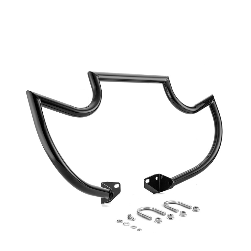 2006-2017 Harley Dyna Low Rider/Street Bob/Wide Glide Black Highway Bar Front Engine Guard Crash Bar, Sharp Angle
