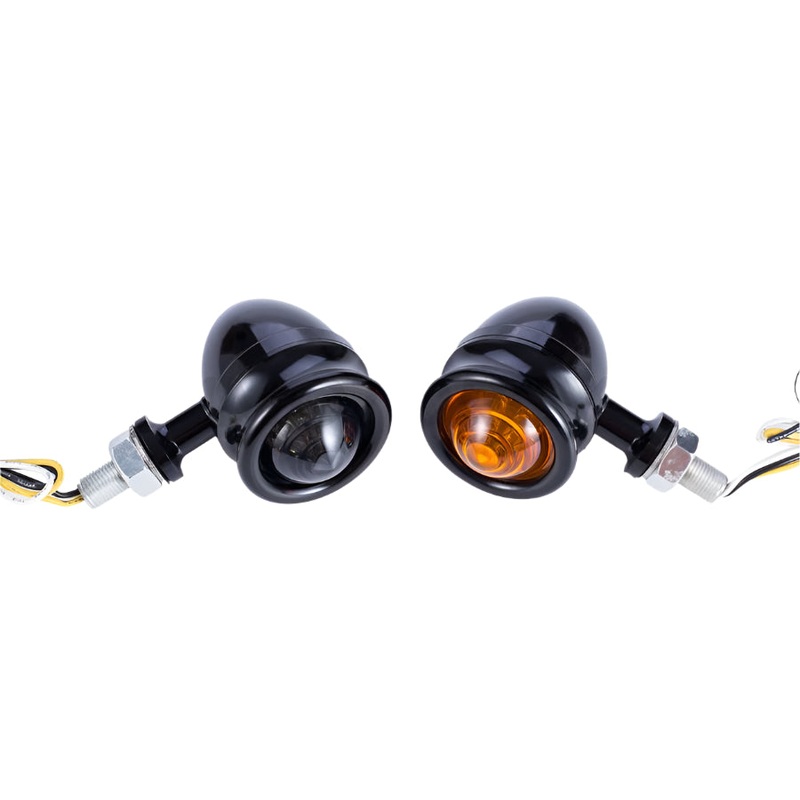 Pair of CNC Bubble Turn Signal Lights Black