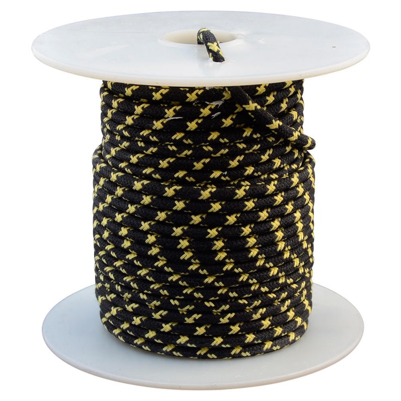 16 AWG Vintage Cloth Covered Automotive Electrical Wire – Black with 2 Crossing Yellow Tracers – 10 FT