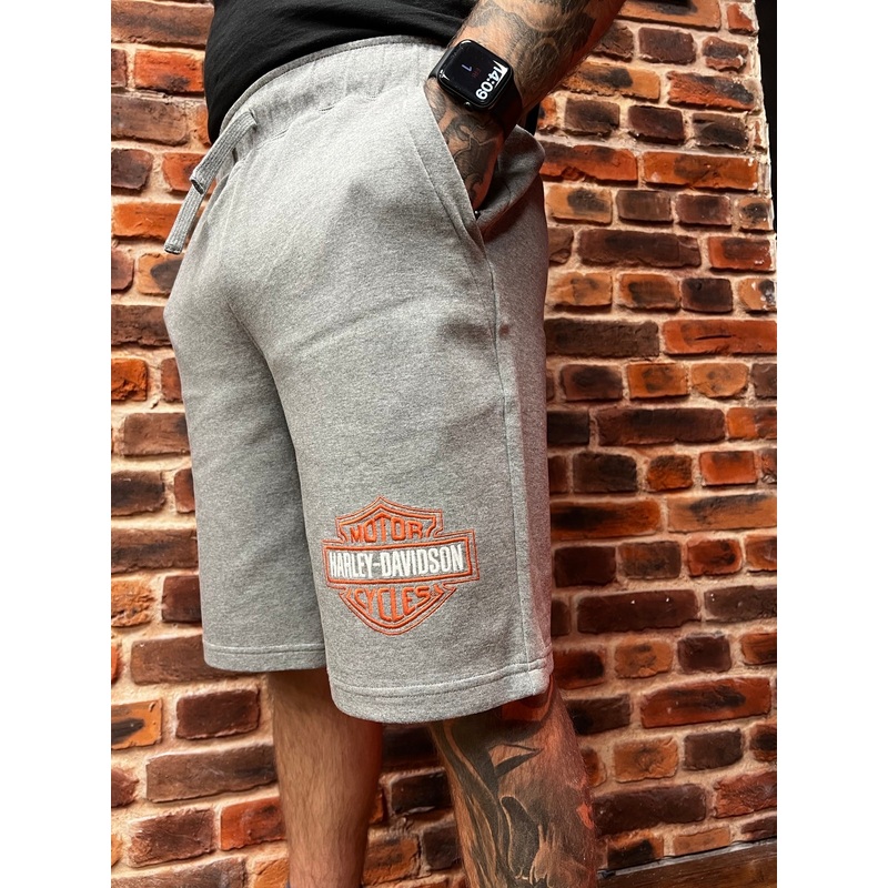Genuine Harley Davidson Men’s Bar & Shield Fleece Shorts – Medium Grey Heather 99198-24VM