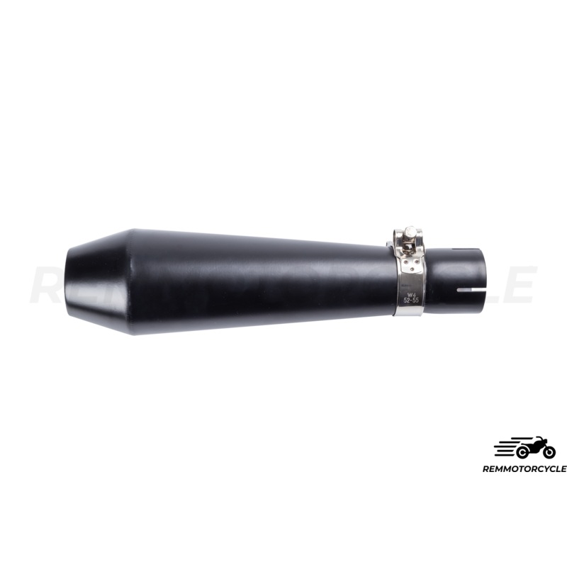 Short Black Cafe Racer Exhaust with Baffle