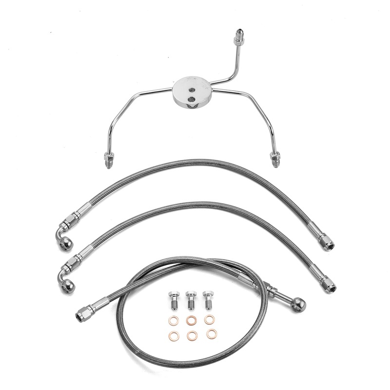 1996-2007 Harley Touring Non-ABS Models Extended Length Stainless Steel Hydraulic Front Brake Line Kit (for 16″-18″ Handlebar)