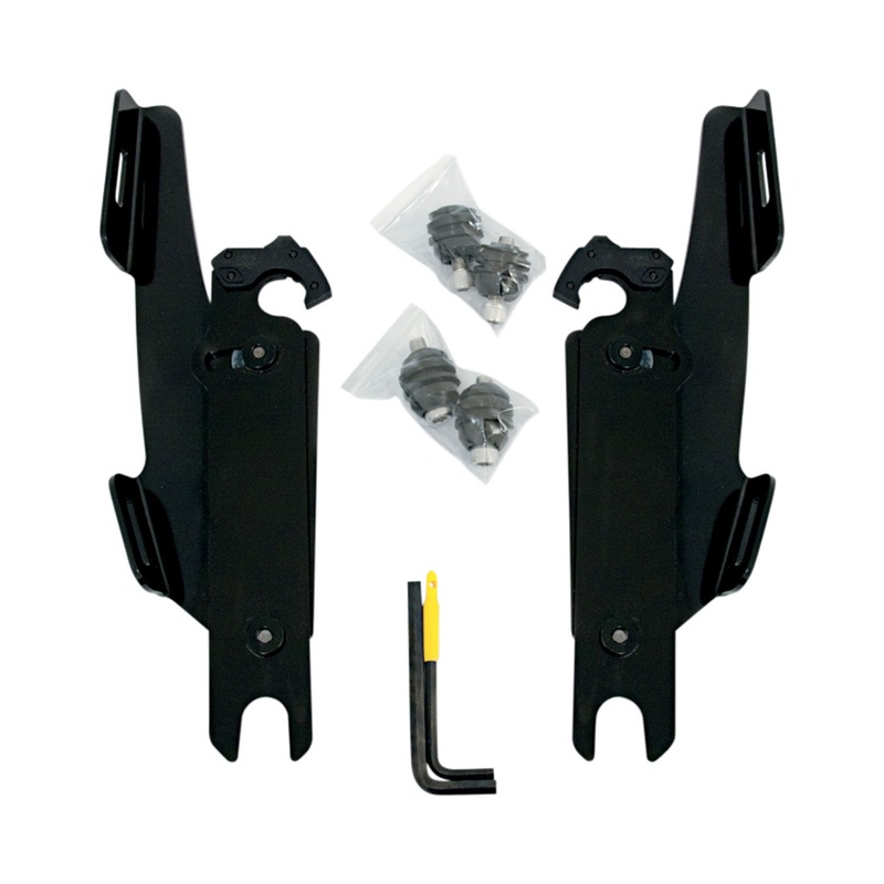 MEMPHIS SHADES – Fats/Slim Windshield Trigger-Lock Complete Mount Kit – Hardware Kit – Black – Without Lightbar – Black