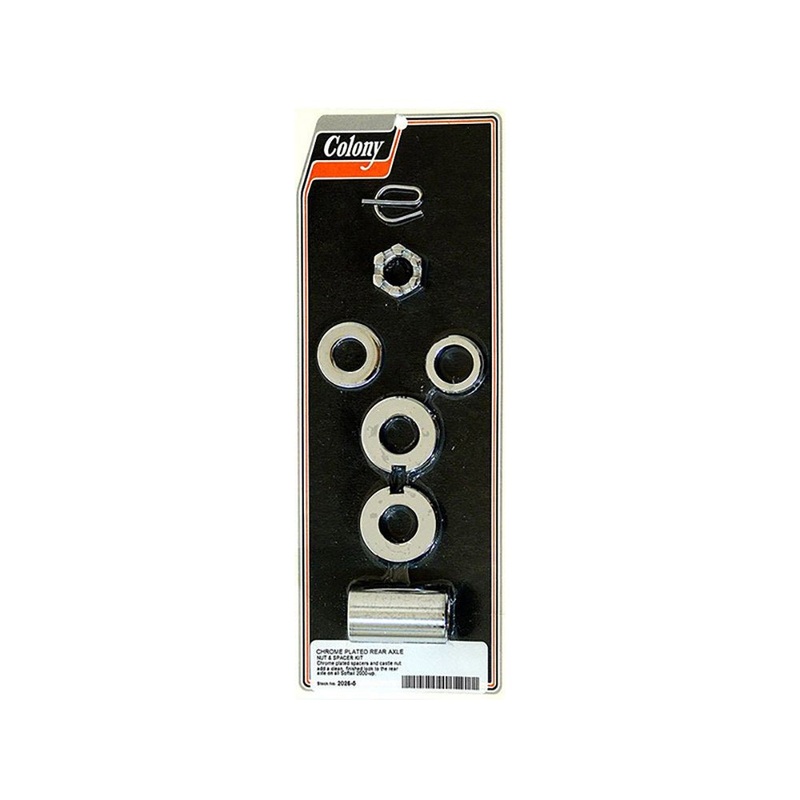 Rear Axle Spacer Kit – Chrome. Fits Softail 2000-2007.