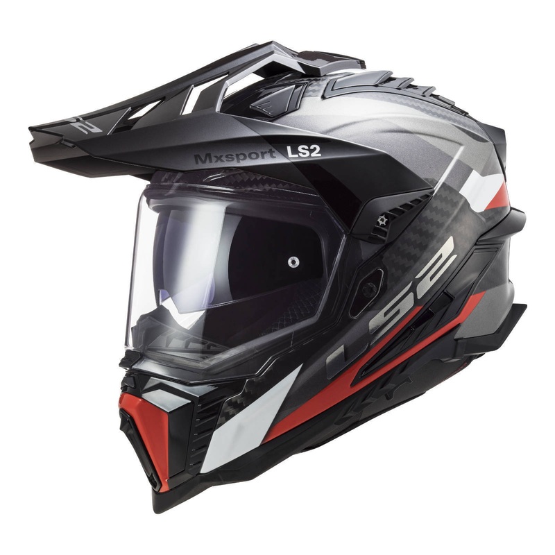 LS2 MX701 Explorer Carbon Frontier Helmet – Titanium / Red