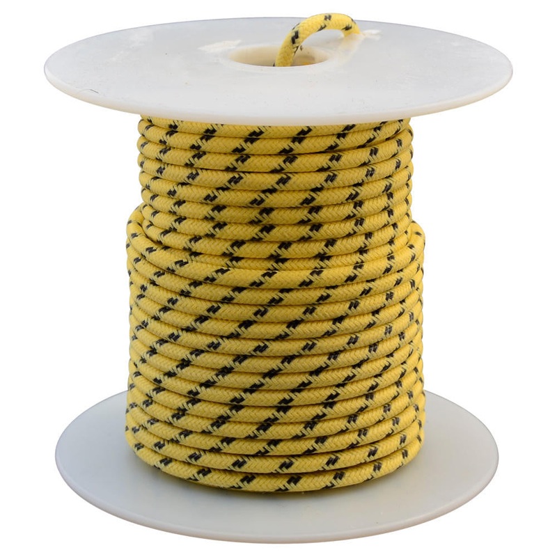 16 AWG Vintage Cloth Covered Automotive Electrical Wire – Yellow with 2 Black Tracers – 10 FT
