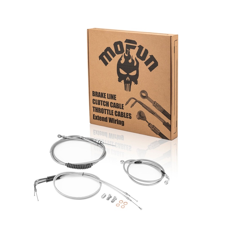 Non-ABS Hydraulic Brake Line&Clutch Cable&Throttle Cable Kit for Harley Sportster 883 Iron/Custom XL (for 12″-14″ Handlebar w/Non-ABS)