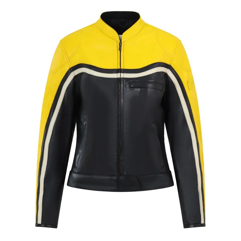 MotoGirl Hayley Ladies Leather Jacket Yellow