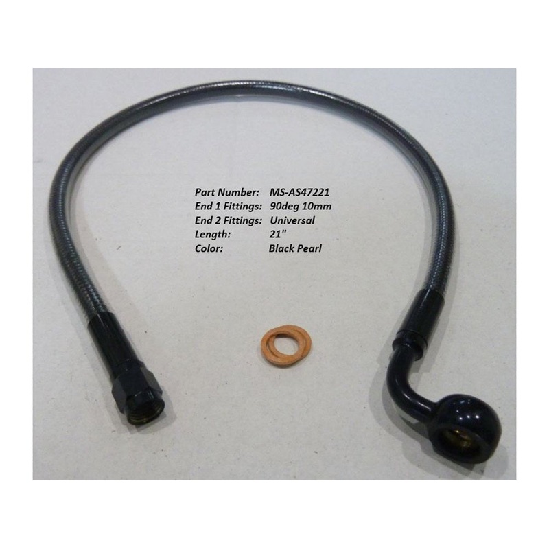 21in. Upper Front Brake Line with 10mm x 90 Degree Banjo – Black Pearl.
