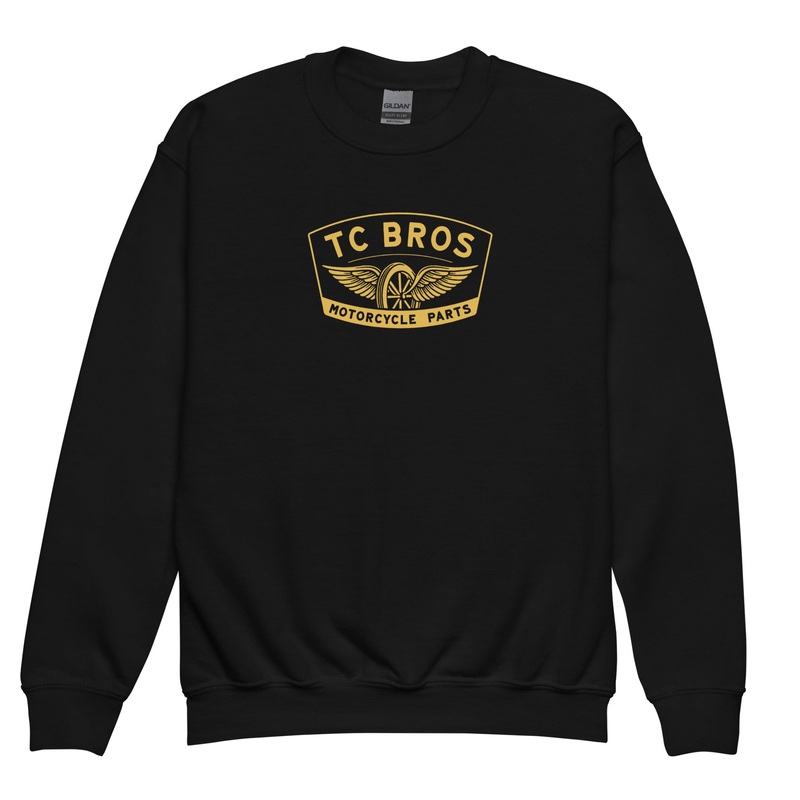 Youth Crewneck Sweatshirt – Winged Wheel – Black/Gold