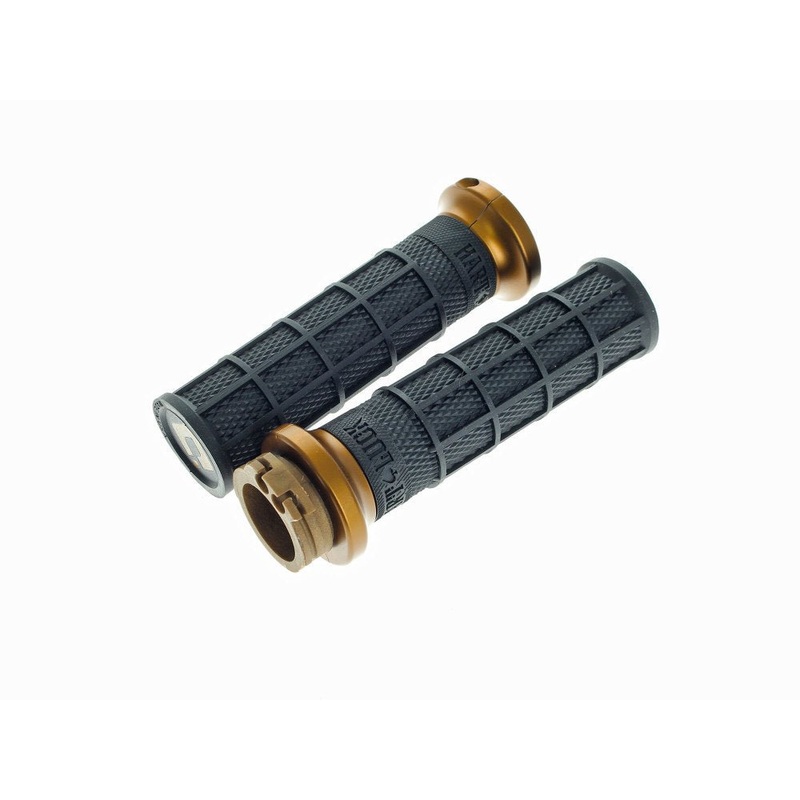 Hart-Luck Full Waffle Lock-On Handgrips – Bronze. Fits H-D with Throttle Cable.