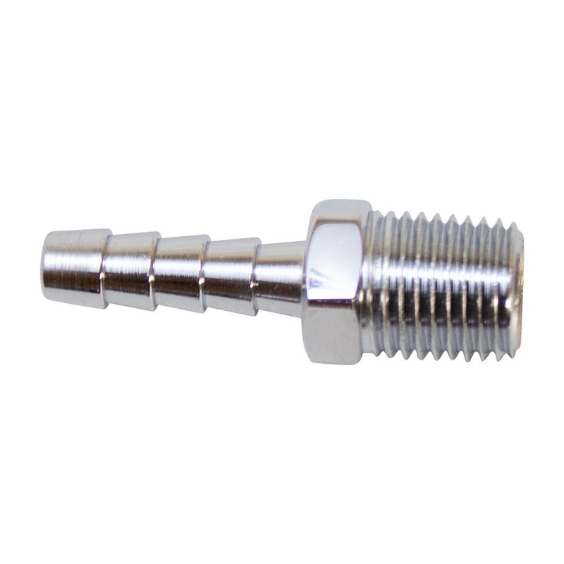 Straight  1/4″ NPT x 1/4″ Hose Barb Fitting -Chrome