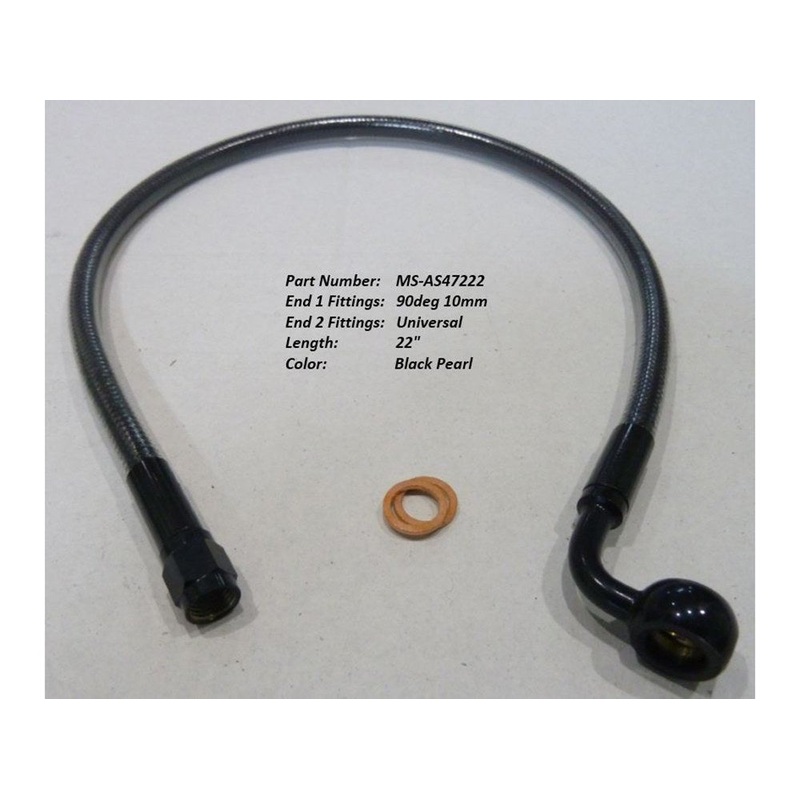 22in. Upper Front Brake Line with 10mm x 90 Degree Banjo – Black Pearl.