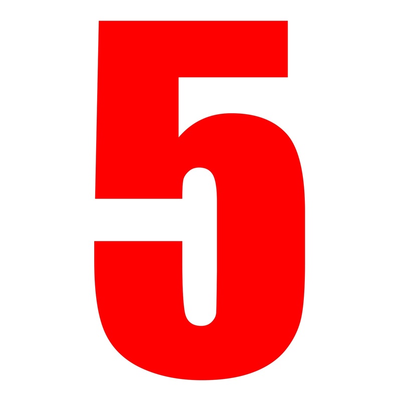 Whites Race Number – Red #5 (10 Pack)