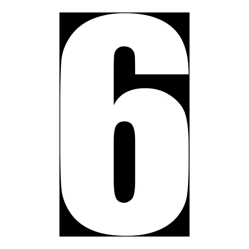 Whites Race Number – White #6 (10 Pack)