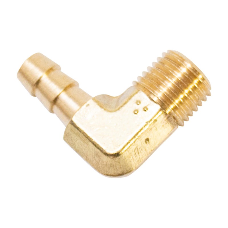 90 Deg  1/4″ NPT x 5/16″ Hose Barb Fitting – Brass