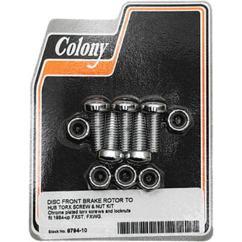 Colony #8794-10 Disc Front Brake Rotor to Hub Torx Chrome Harley FXST FXWG 84-up