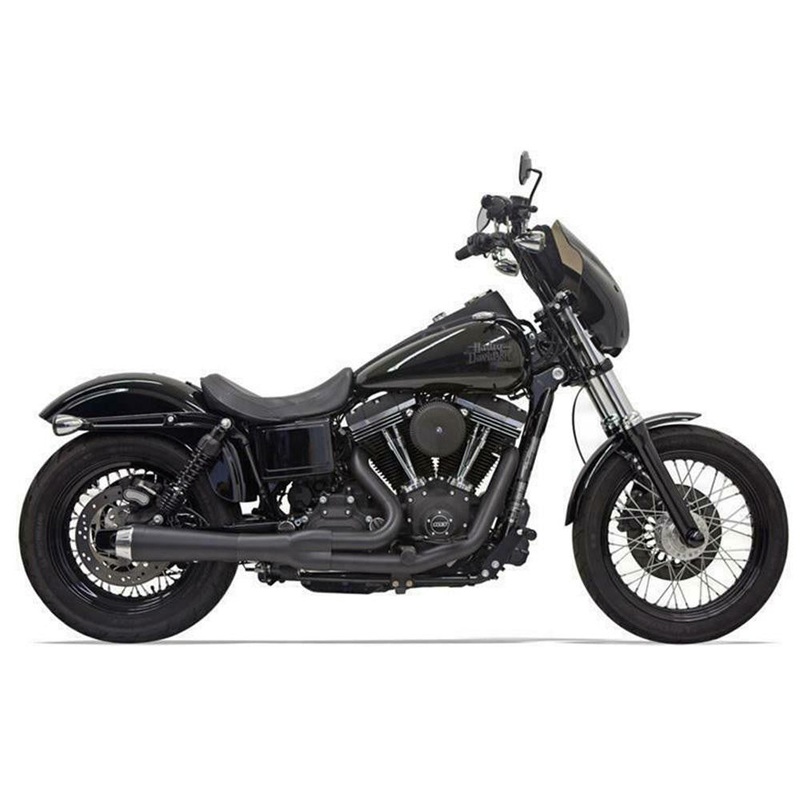 Bassani – Road Rage 2-Into-1 Upswept Exhaust Short – 2006-2017 Dyna FXD – Stepped Headers – Black