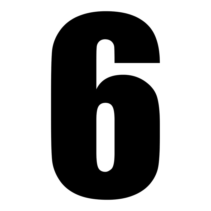 Whites Race Number – Black #6 (10 Pack)