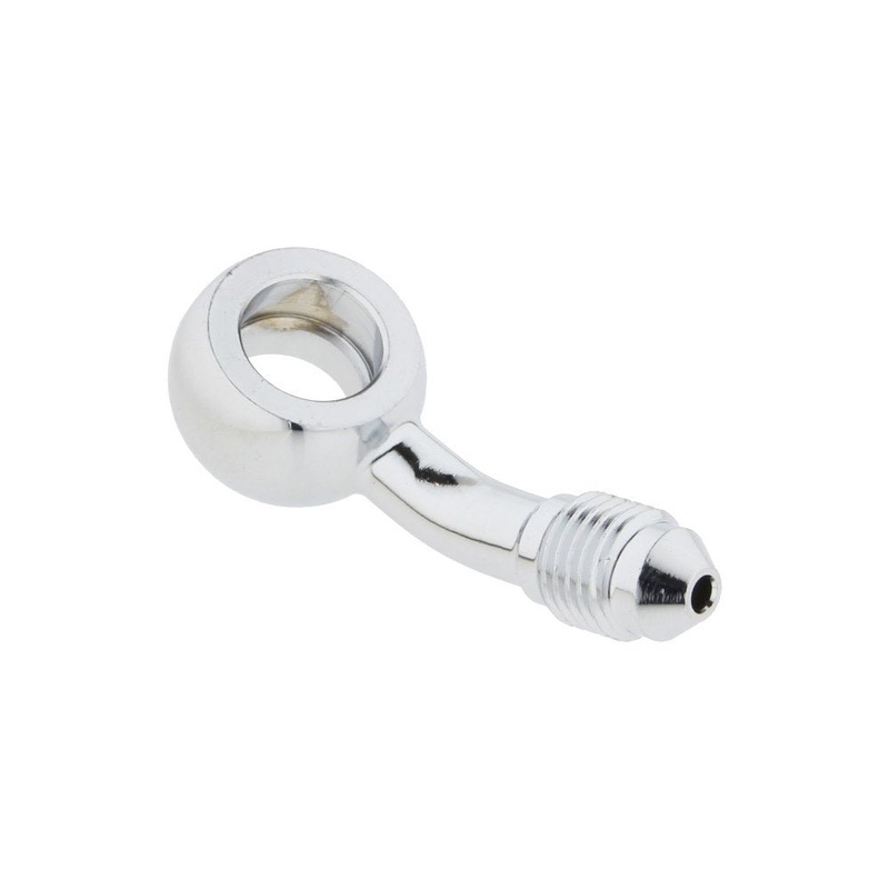 Chrome 3/8in. (10mm) ID, 35 Degree Banjo – Male #3 End.